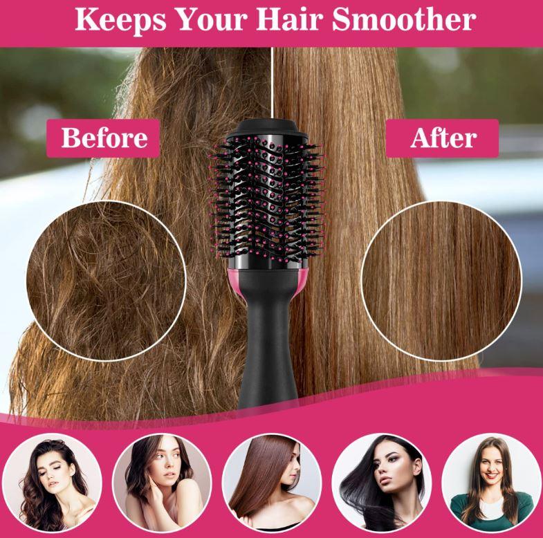 4-in-1 Hot Air Style Curler Hair Dryer Styling Roll Hair Brush Comb Hairdryer - Office Catch