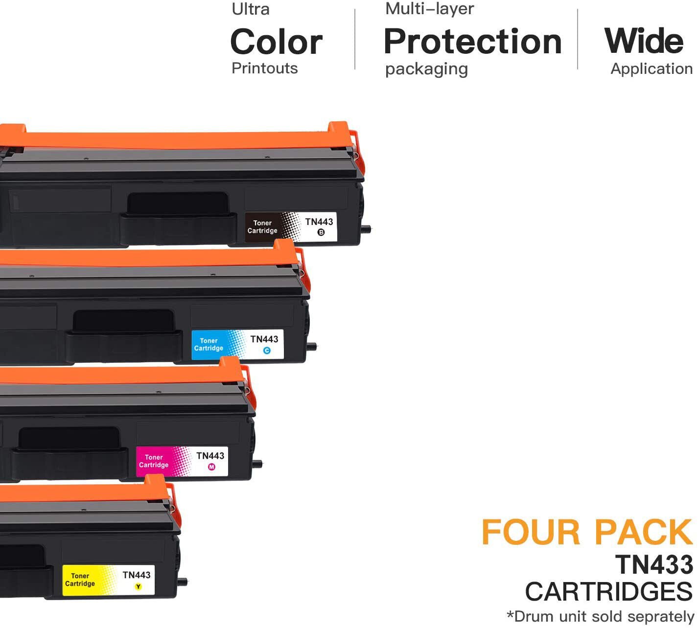 4-Pack Brother TN-443 Compatible Toner Combo [1BK,1C,1M,1Y] - Office Catch