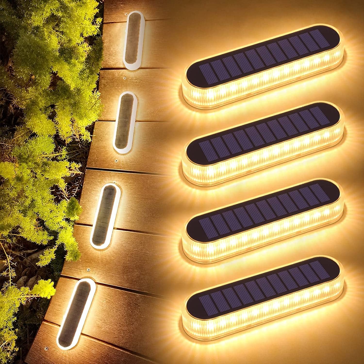 4-Pack Solar Powered Step Lights - 40LM Brightness, LED Dock Lights for Outdoor In-Ground Lighting, IP68 Waterproof with Auto ON/OFF Feature, Ideal for Garden, Stairs, Driveway, and Pathway Illumination - Office Catch