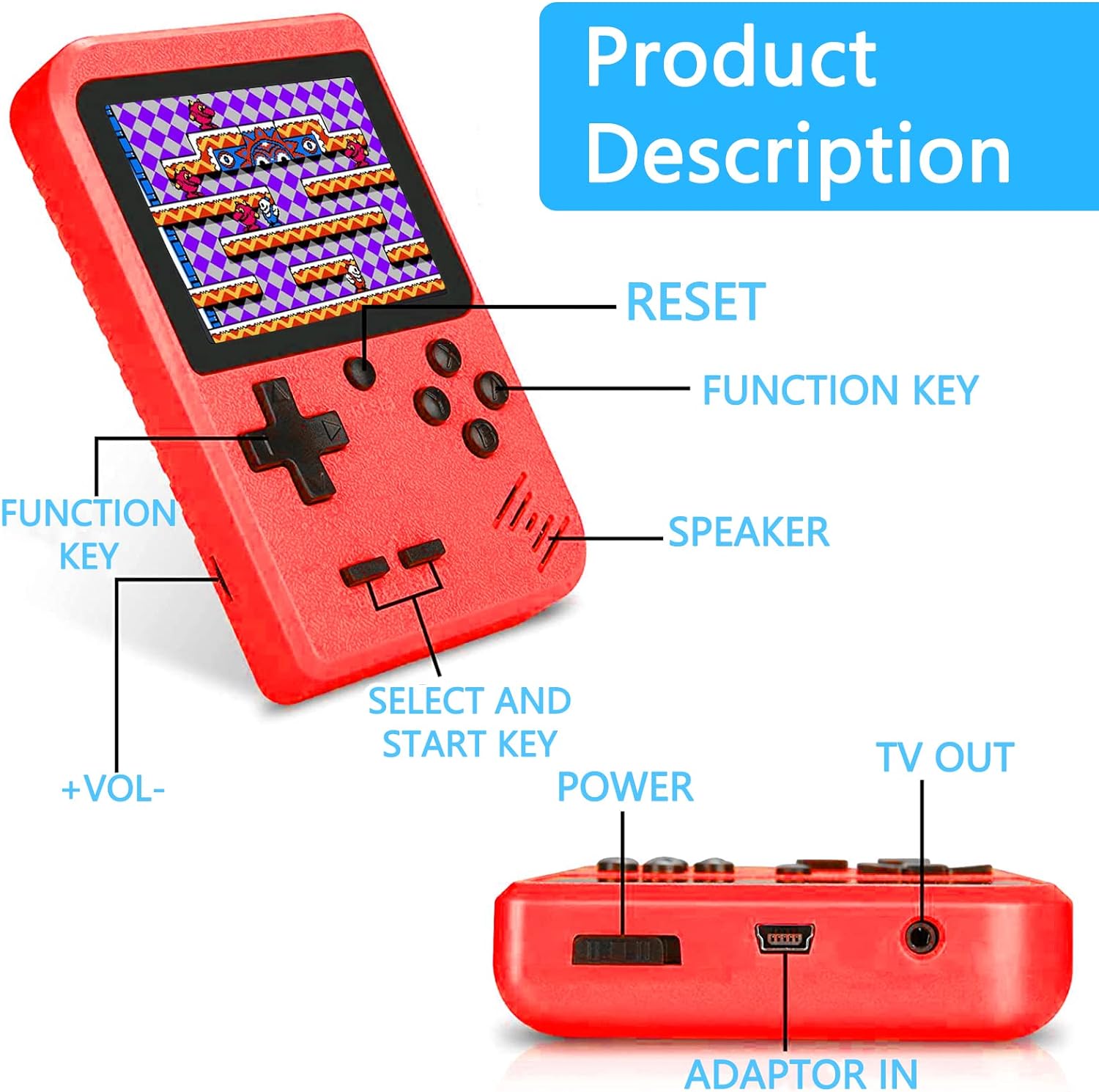 400 In 1 SUP Portable Video Game Handheld Retro Classic Gameboy Console + Remote - Office Catch