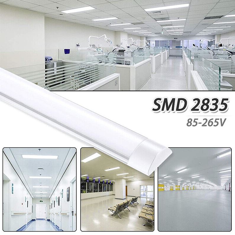 4FT 1200mm Slim LED Wide Batten Tube Light Ceiling Strip Bar Light Daylight | 10 Pack - Office Catch