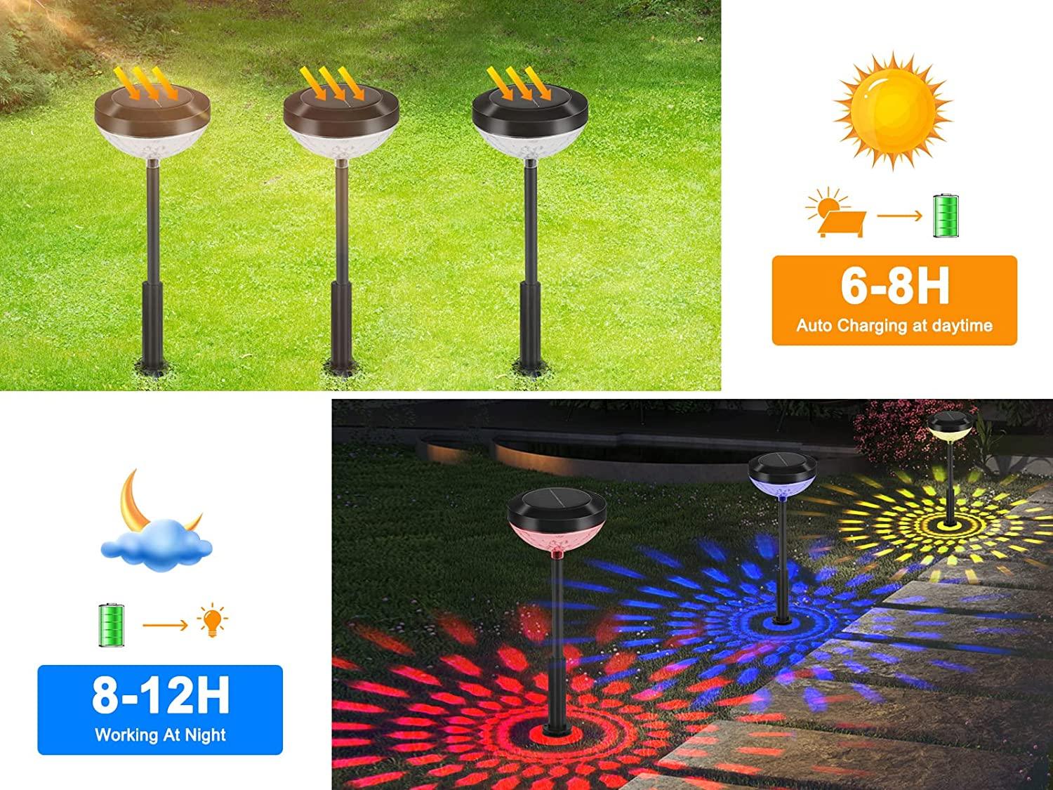 4pc Solar Powered Garden Lights Colorful Bright for Lawn Walkway Yard Decorative - Office Catch