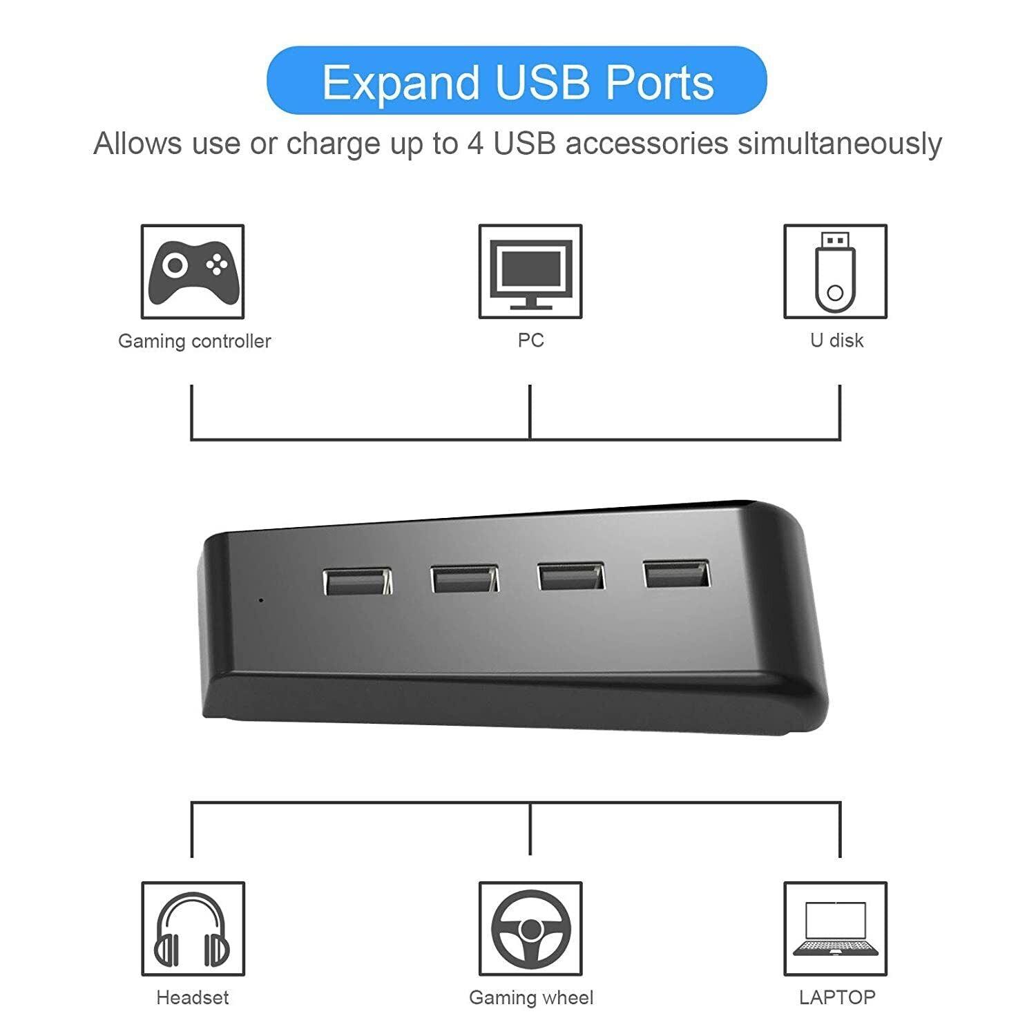 4Port USB 2.0 Hub For PS5 High-Speed Data Transmission Expansion Adapter - Office Catch