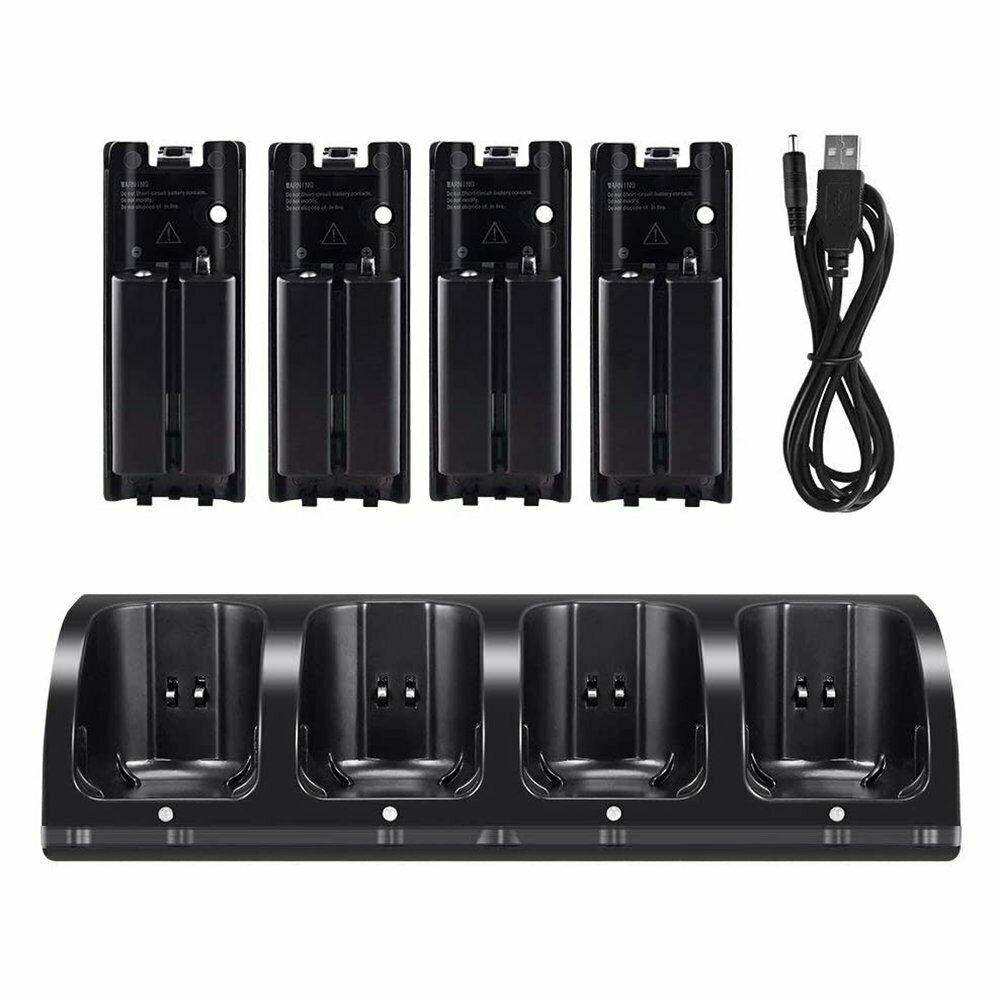 4x Rechargeable Battery Pack & Wii Controller Charger Dock Station for Nintendo - Office Catch