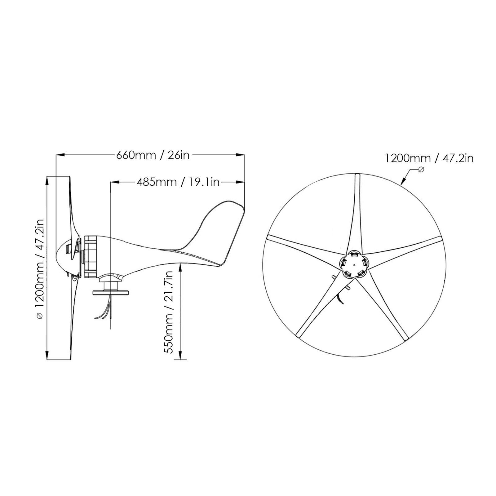 5 Blade Wind Turbine + Charger Controller - Office Catch