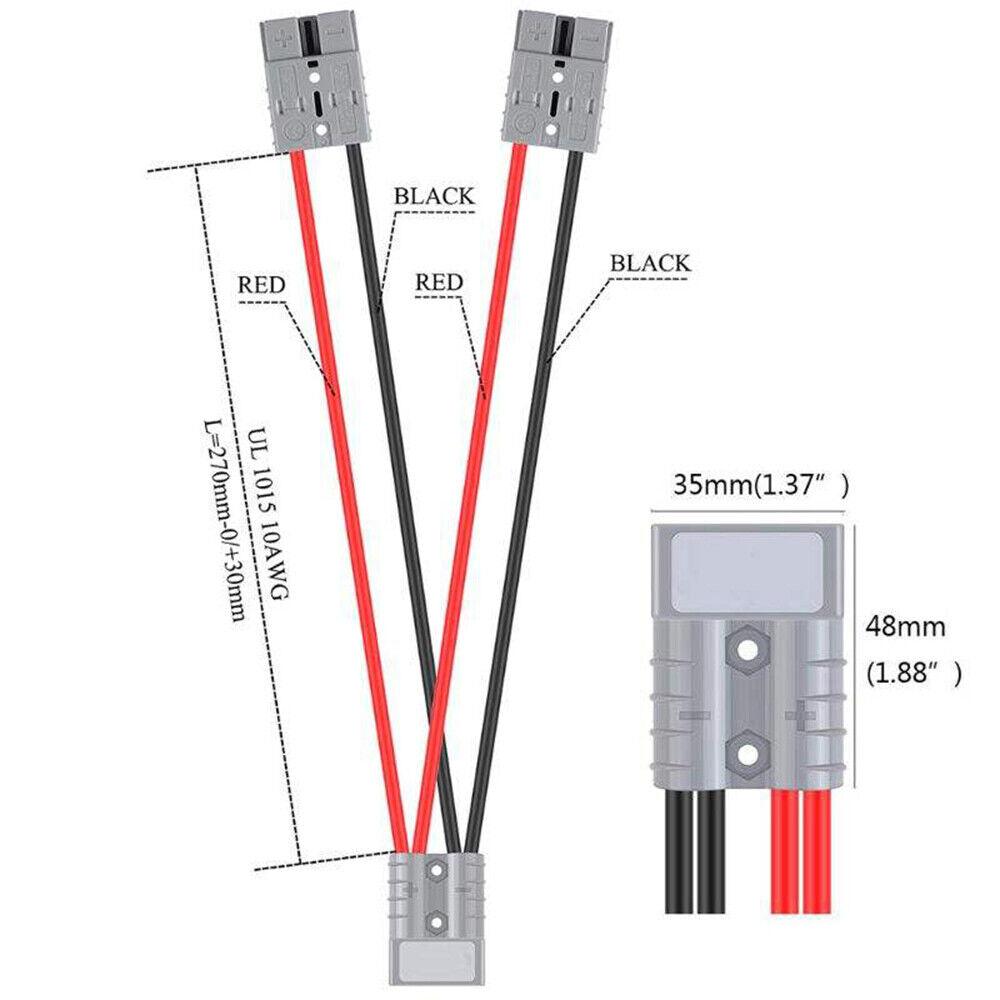 50 Amp Anderson Plug Connector Double Y Adaptor 6mm Automotive Cable - Office Catch