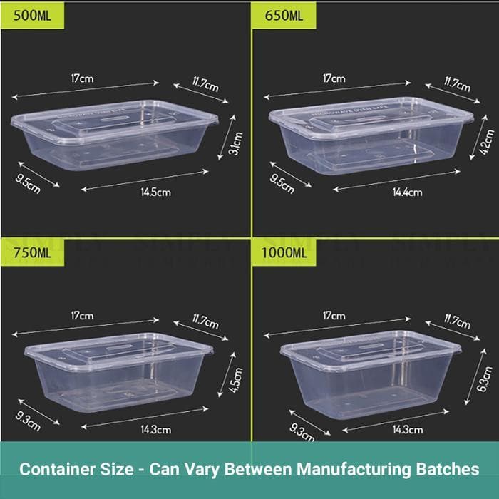 500ml (Small)| 300Pcs Take Away Containers & Lids Disposable | Plastic Food Storage - Office Catch