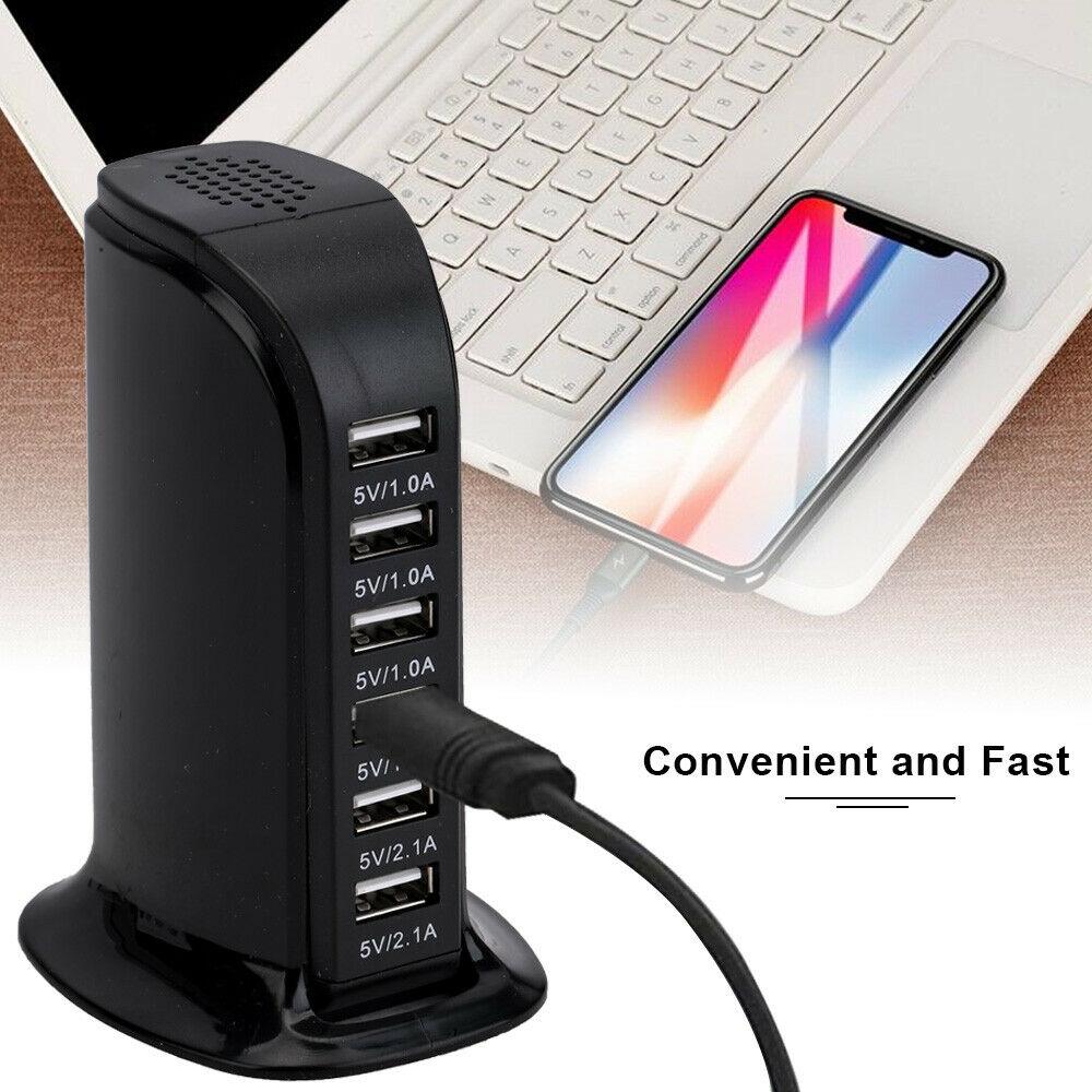 6 Port Charging Station USB Desktop AU New Charger Rapid Tower Power Adapter AU - Office Catch