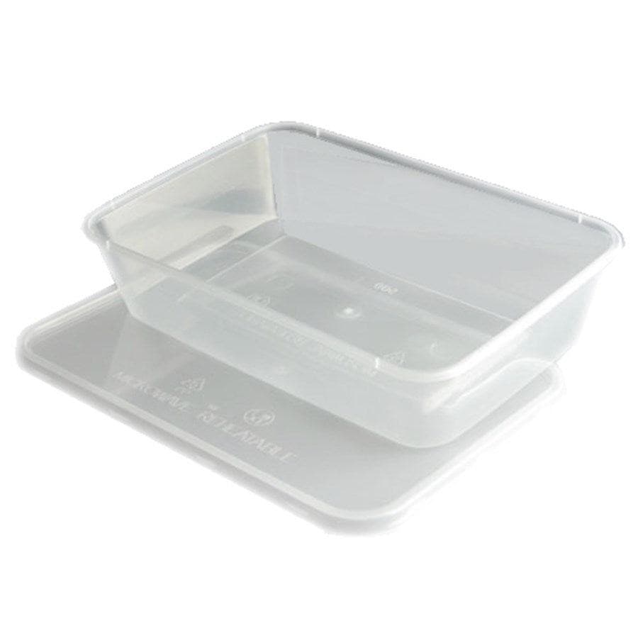 650ml (Medium) | 100 Pcs Take Away Containers & Lids Disposable | Plastic Food Container - Office Catch