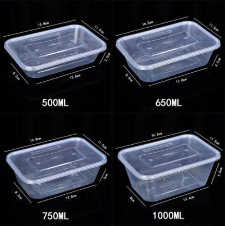 650ml (Medium) | 50 Pcs Take Away Containers & Lids Disposable | Plastic Food Container - Office Catch