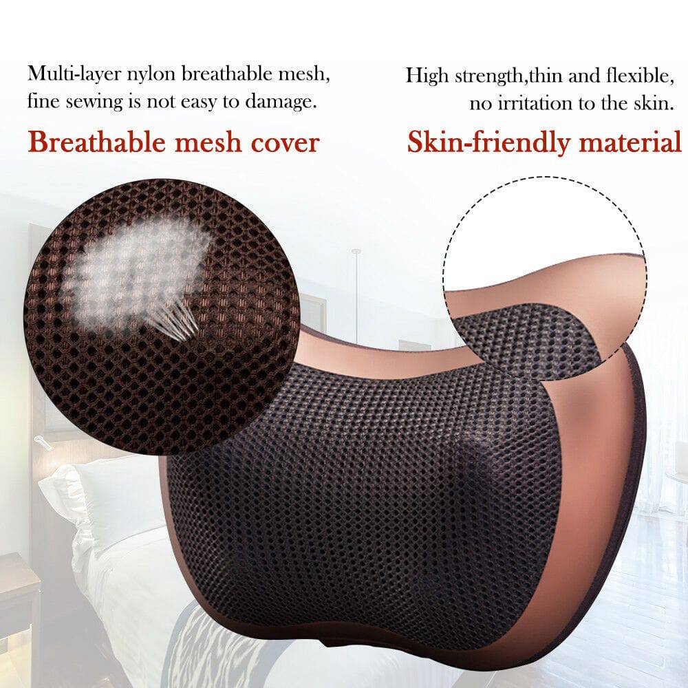 8 Head Neck Massager Head Massage Pillow Shoulder Cushion Shiatsu Knead Heated - Office Catch