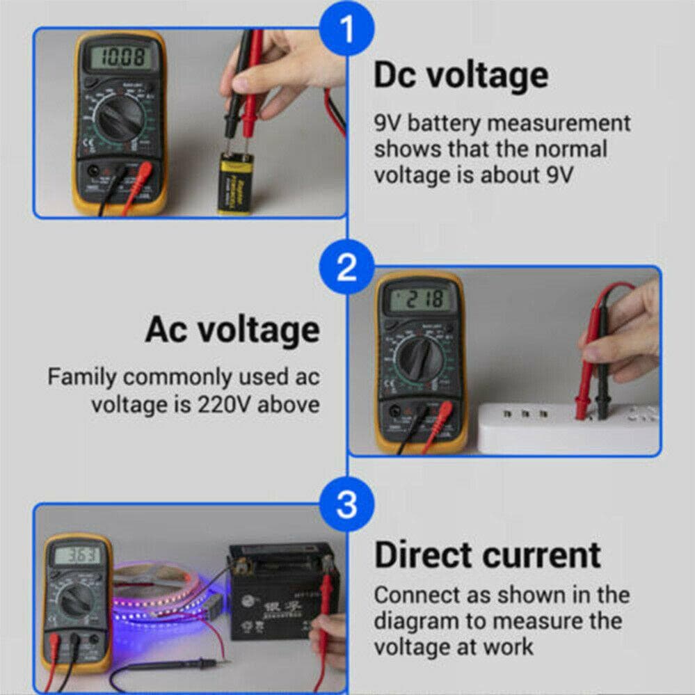 AC/DC Digital Multimeter Current Tester Volt Meter Ohmmeter Ammeter XL830L With Leads - Office Catch