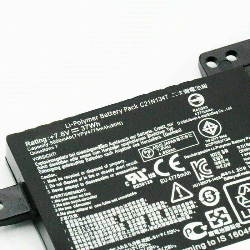 Battery for ASUS X554L X555L X555Y X555MA C21N1347 X554 X555 X555L R557L - Office Catch