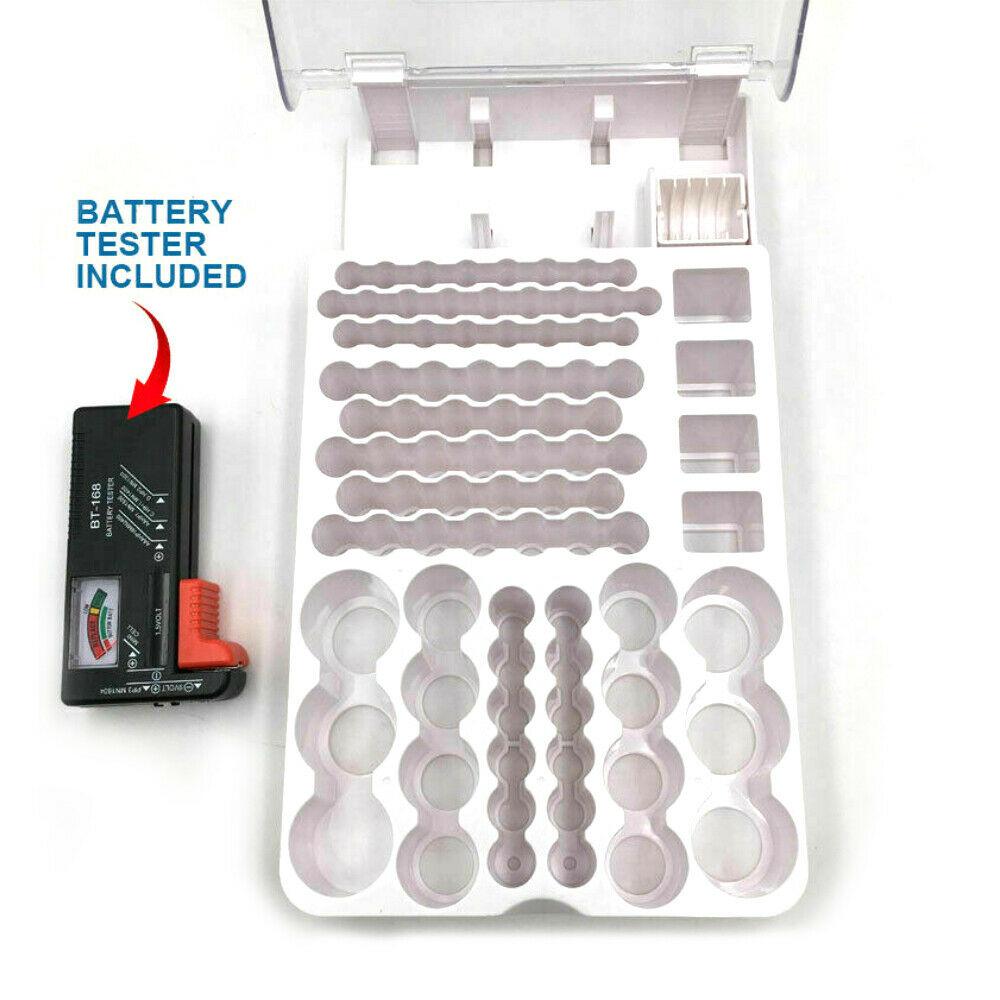 Battery Storage Box Organiser Case With Battery Tester - Office Catch