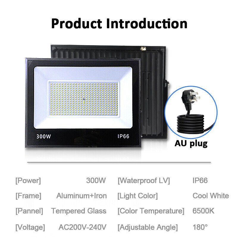 Black Outdoor LED Spotlight | 240V Cool | 300W IP66 - Office Catch