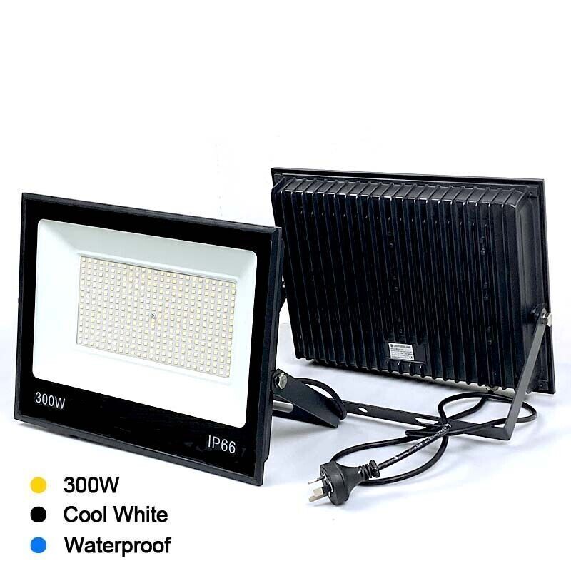 Black Outdoor LED Spotlight | 240V Cool | 300W IP66 - Office Catch