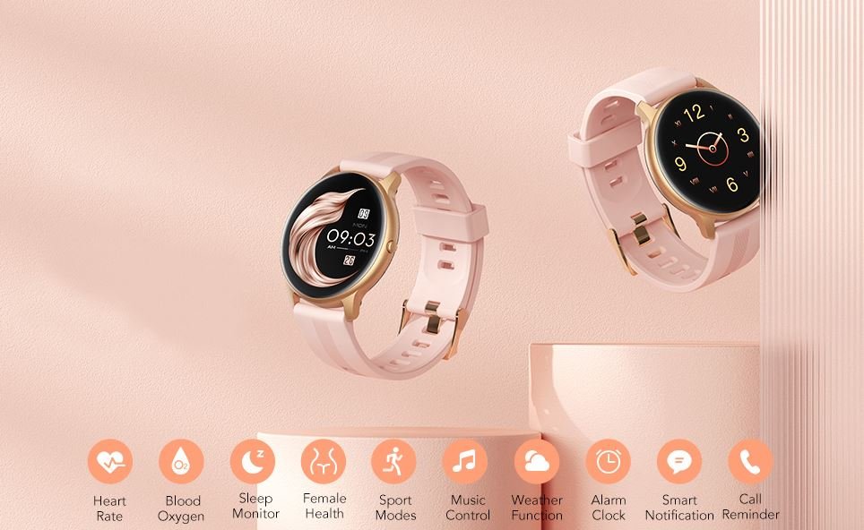 Black Smart Watch for Women, Smartwatch for Android and Ios Phones IP68 Waterproof - Office Catch