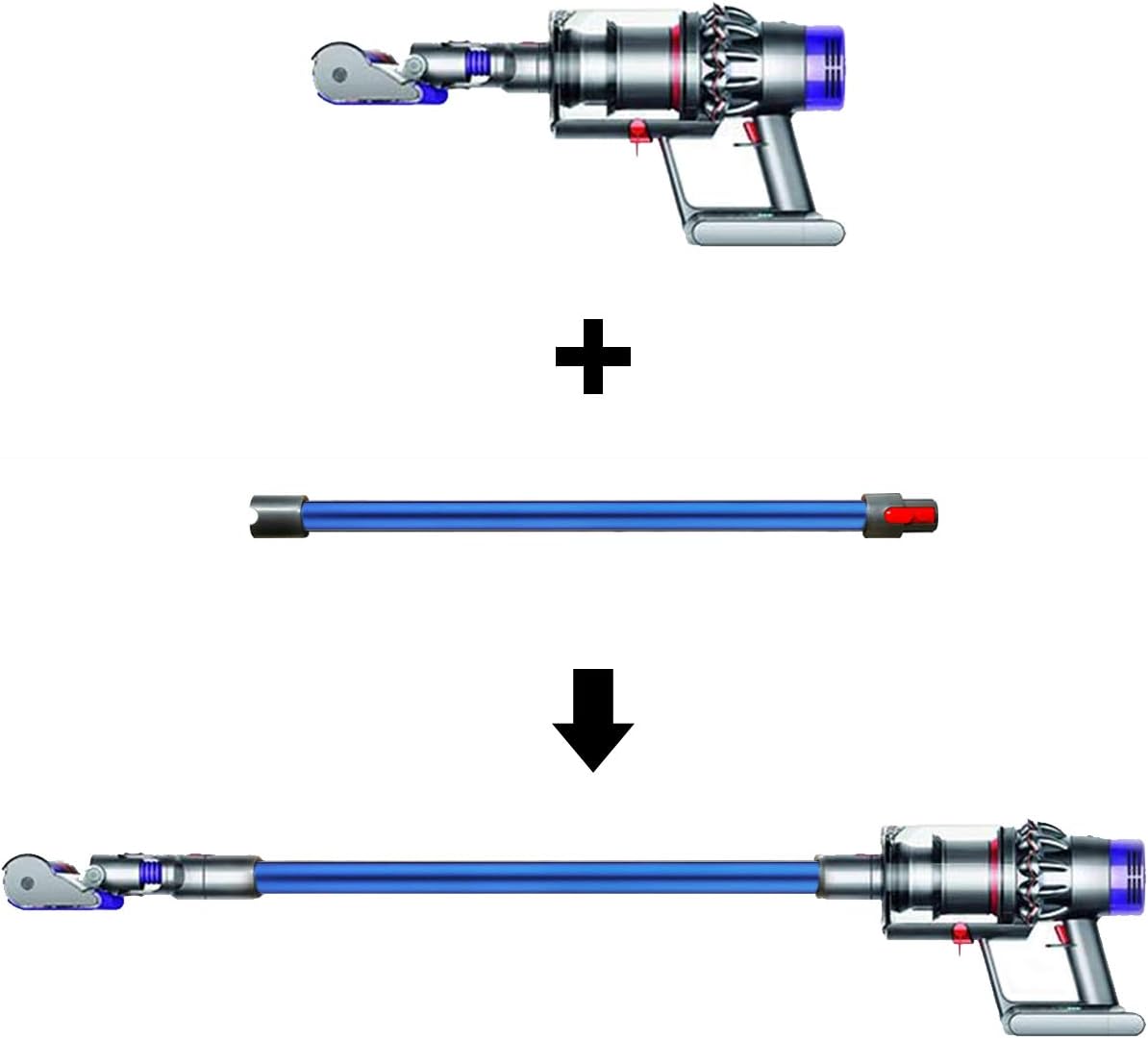 Blue | Dyson Wand Stick Extension Tube V7 V8 V10 V11 V15 Detect Animal Absolute - Office Catch