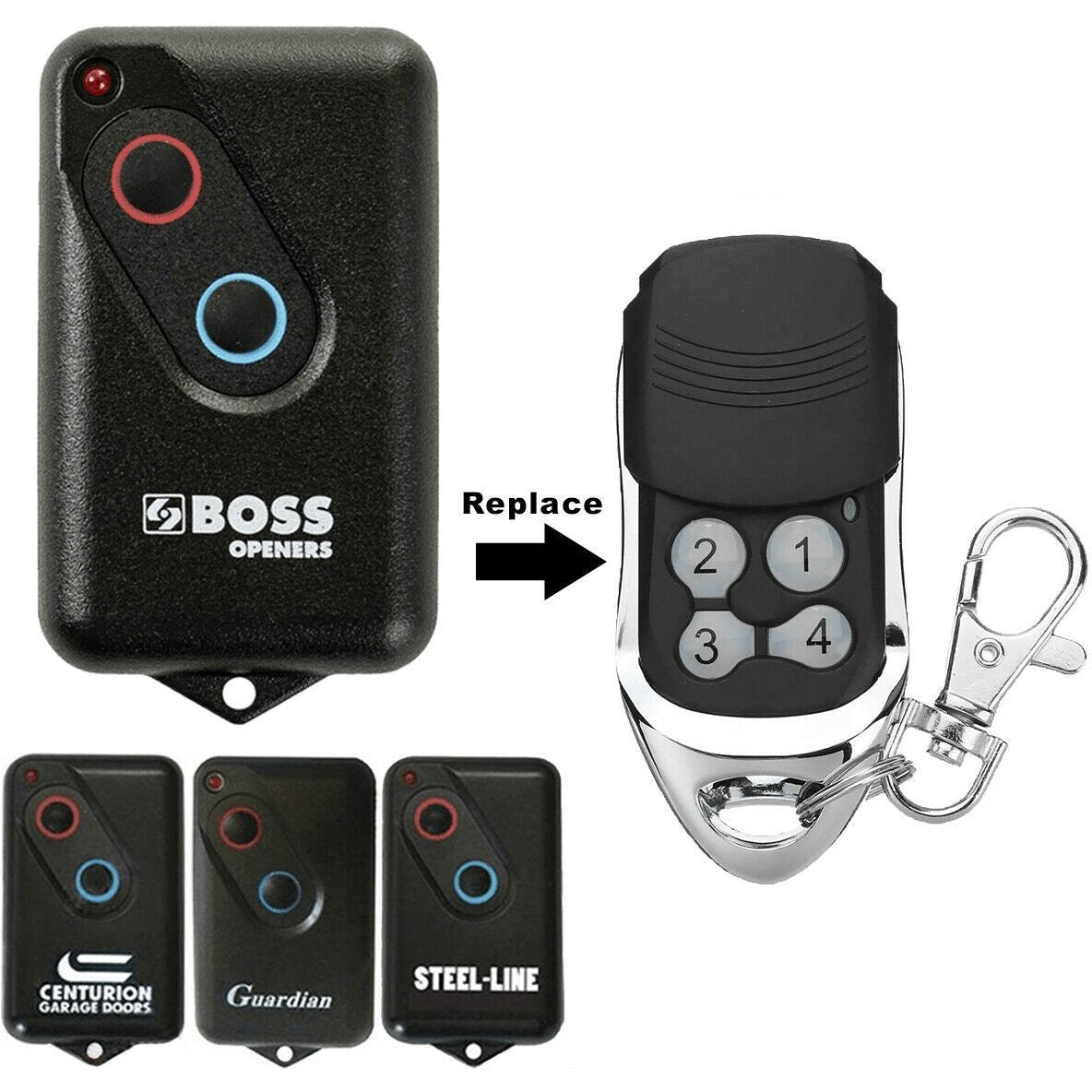 Boss Steel Line BHT4 2211-L (TX) HT4 ompatible With Garage Door Remote Control - Office Catch