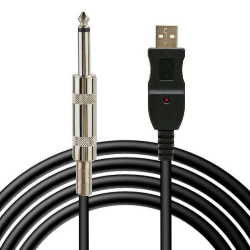 Cable Link Connection 1/4'' Guitar USB to 6.3mm Jack Bass Instrument Cable - Office Catch