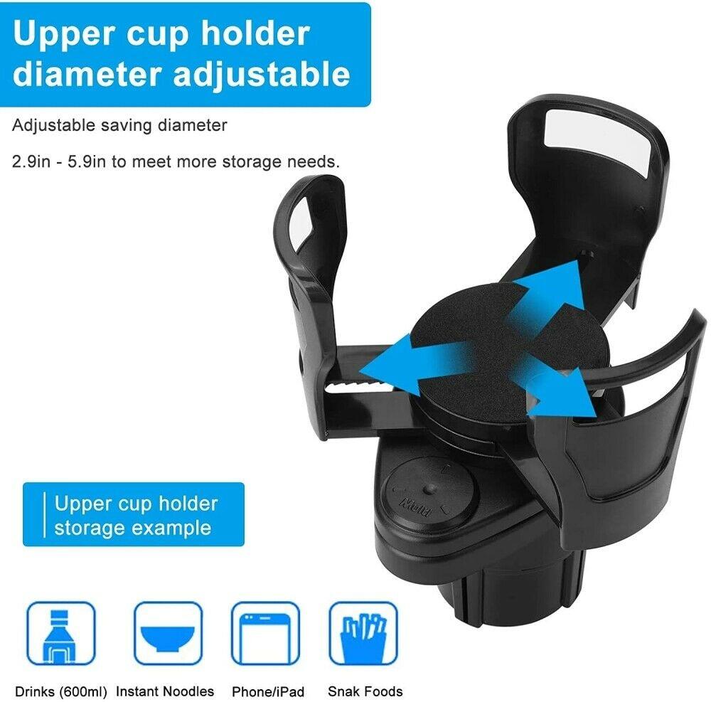 Car Seat Cup Holder Drink Bottle Storage 2in1 Adjustable. - Office Catch