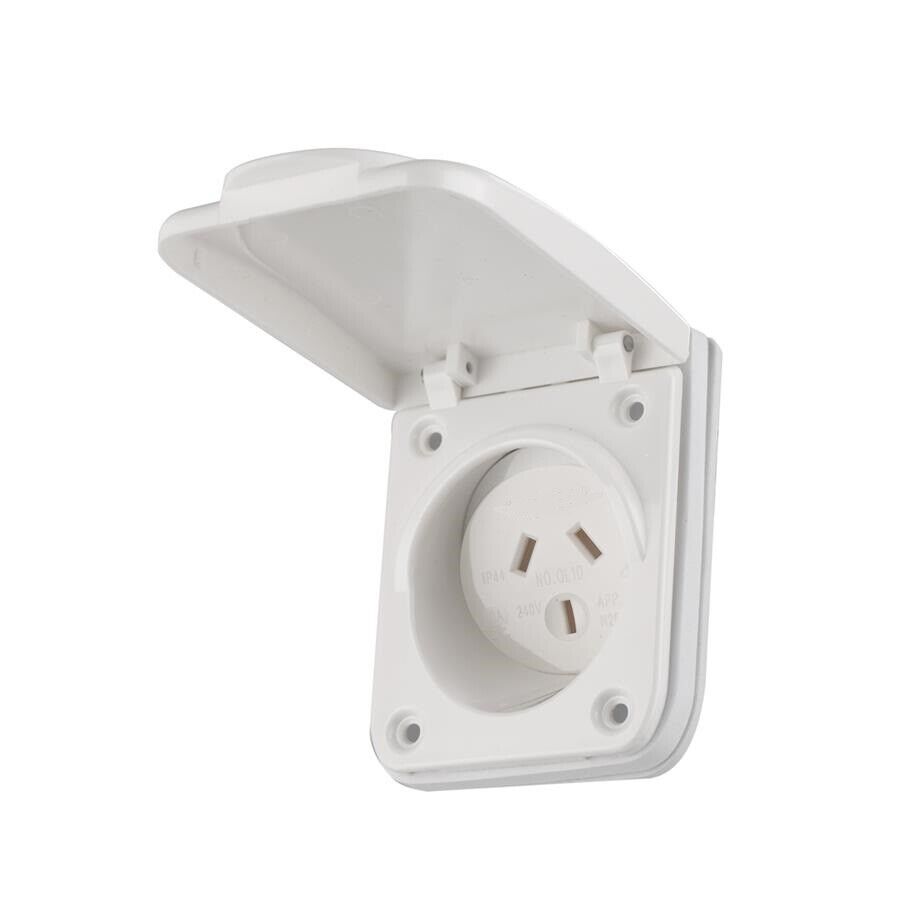 Caravan 15 Amp Power Inlet for Motor home 240V Socket - White - Office Catch