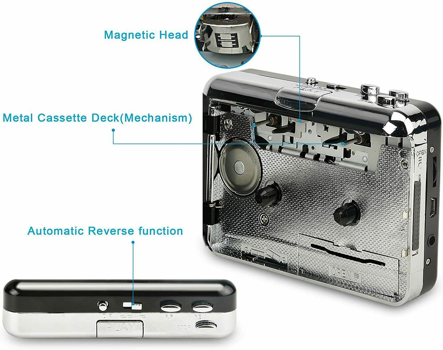 Cassette Player Cassette Tape To MP3 CD Converter Via USB, Portable USB Cassette Tape Player Walkman Captures MP3 Audio - Office Catch