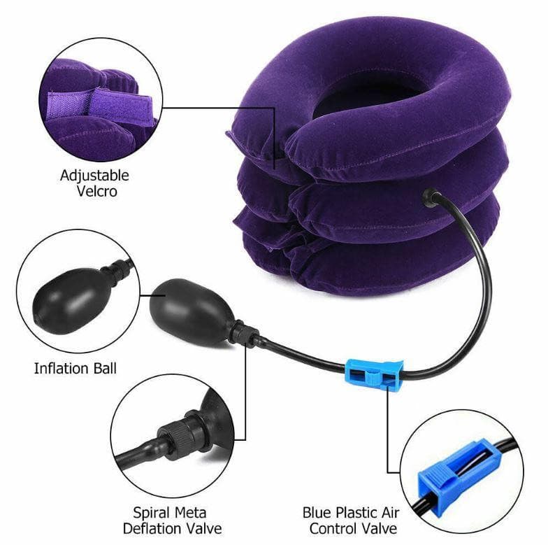 Cervical Traction Support Stretcher Pain Relief Air Inflatable Neck Pillow Head - Office Catch