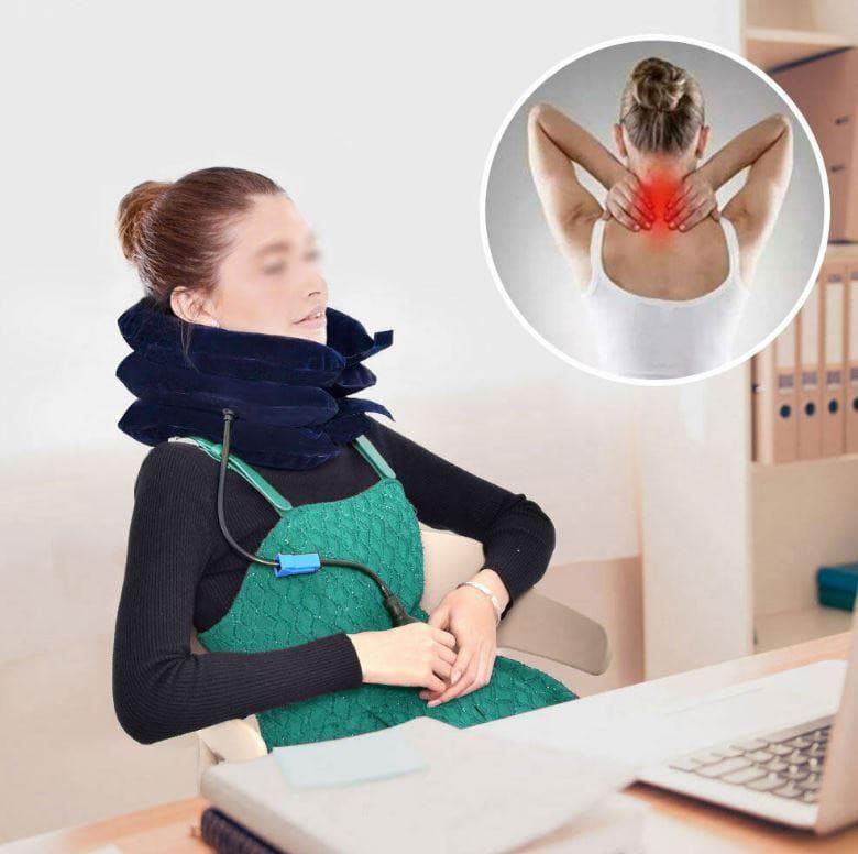 Cervical Traction Support Stretcher Pain Relief Air Inflatable Neck Pillow Head - Office Catch