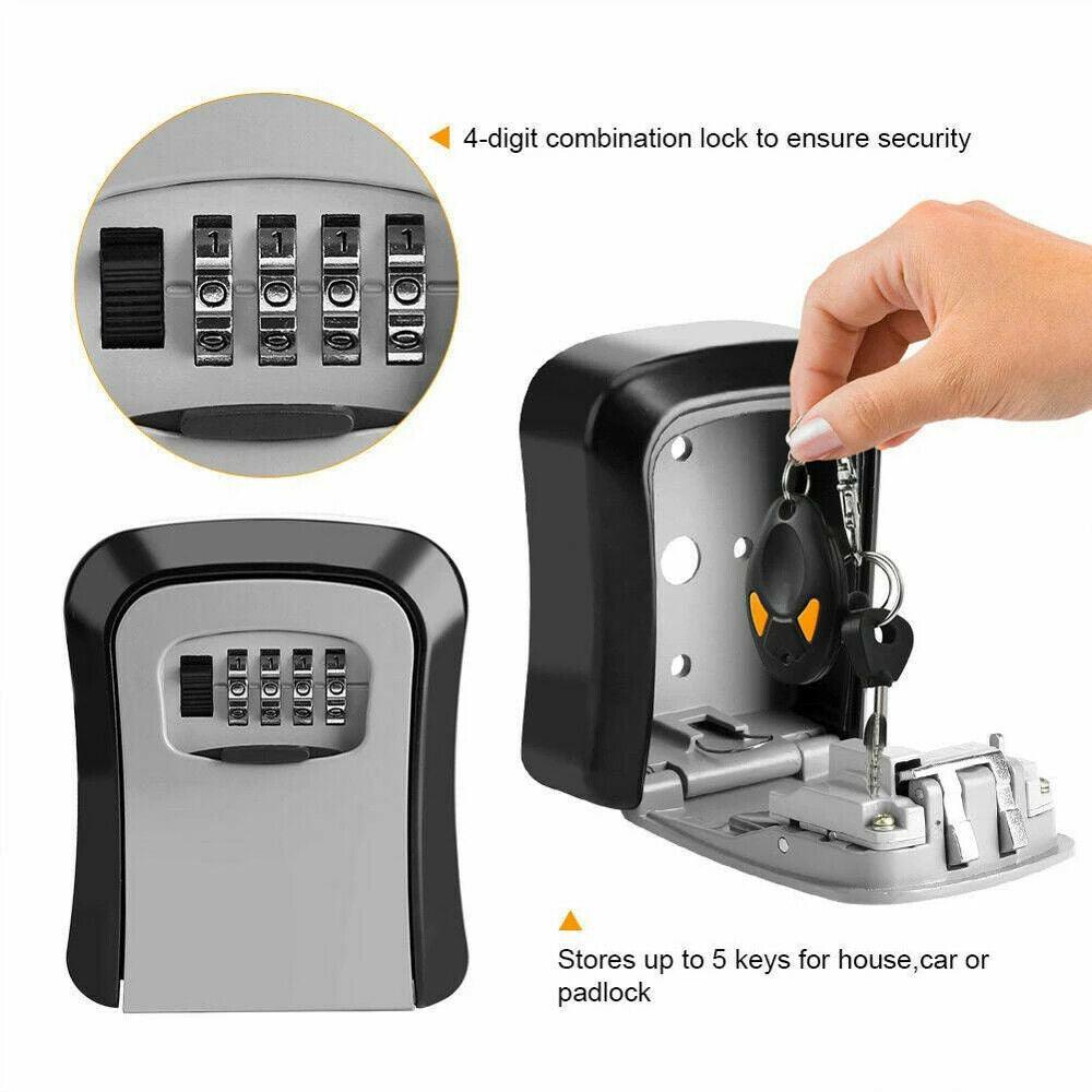 Combination Lock Key Safe Storage Box With Wall Mounting - Office Catch