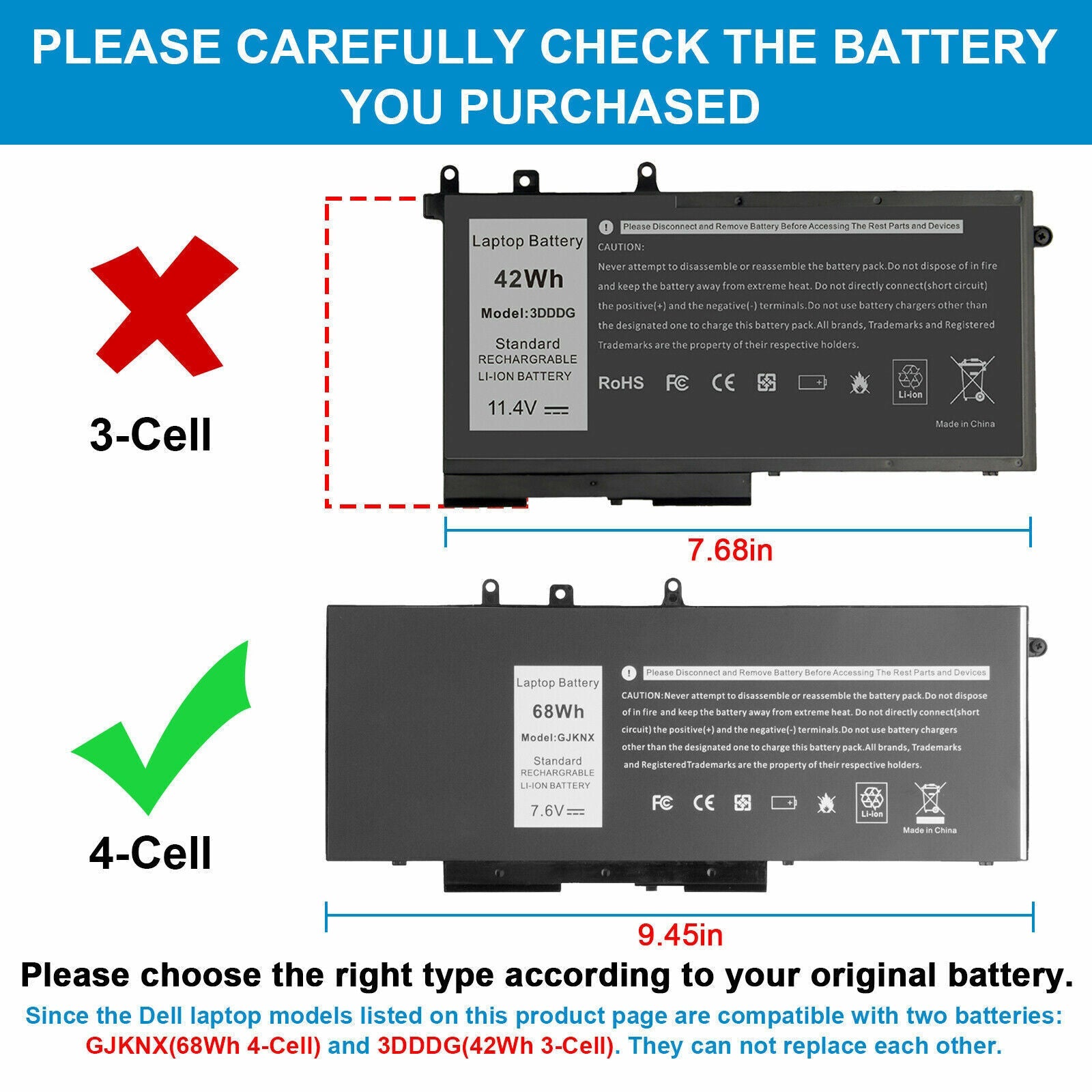 Compatible Battery Dell Latitude E5480 5580 E5490 Precision 3520 GJKNX 68Wh - Office Catch