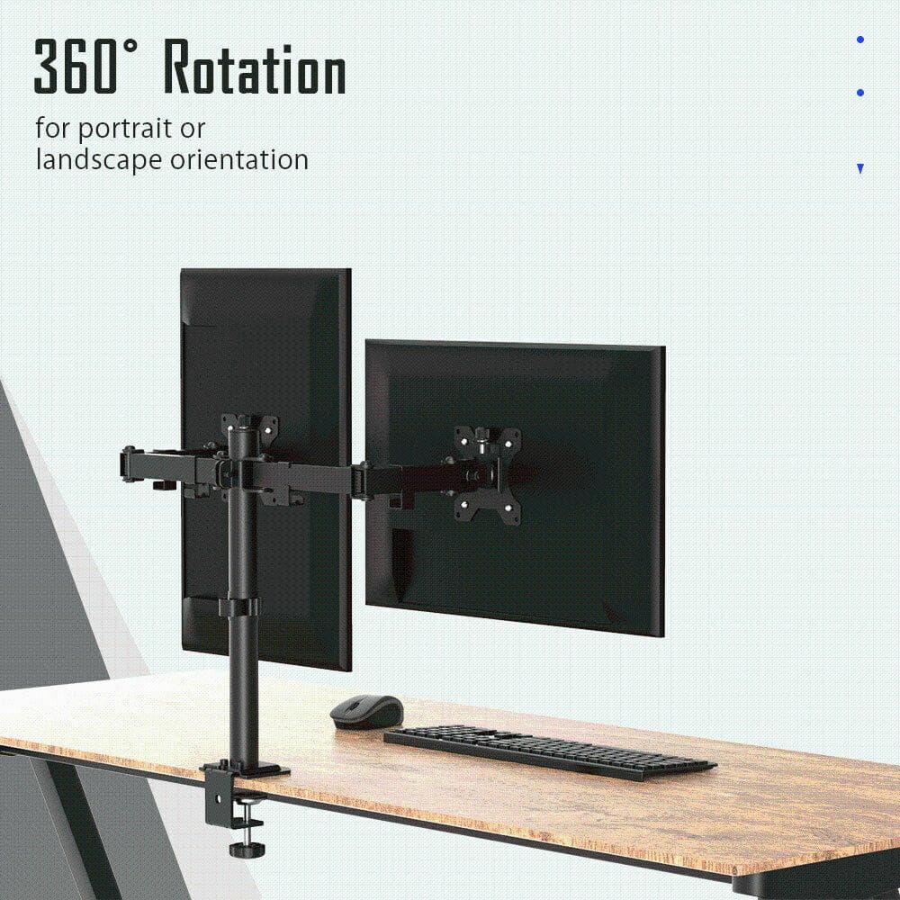 Dual Monitor Arm Stand. LCD / LED Desk Mount Heavy Duty Stand. 2 x 27" Screens. - Office Catch