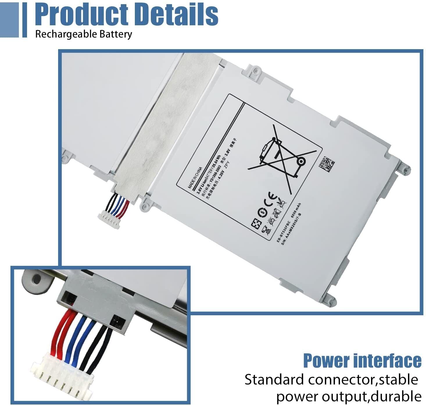 EB-BT530FBE Replacement Battery For Samsung Galaxy Tab 4 10.1" SM-T530 T531 SM-T535 T537 - Office Catch