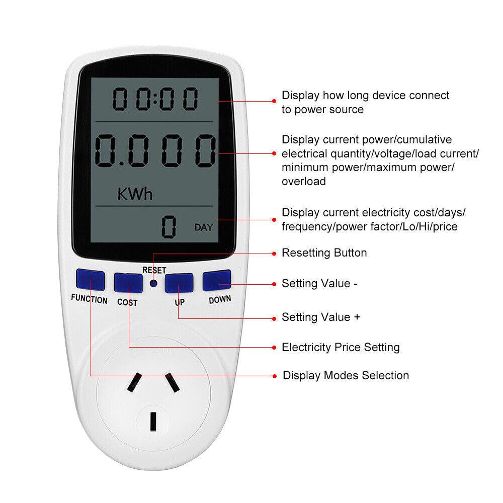 Electricity Usage Monitor Voltmeter Energy Consumption 240V - Office Catch