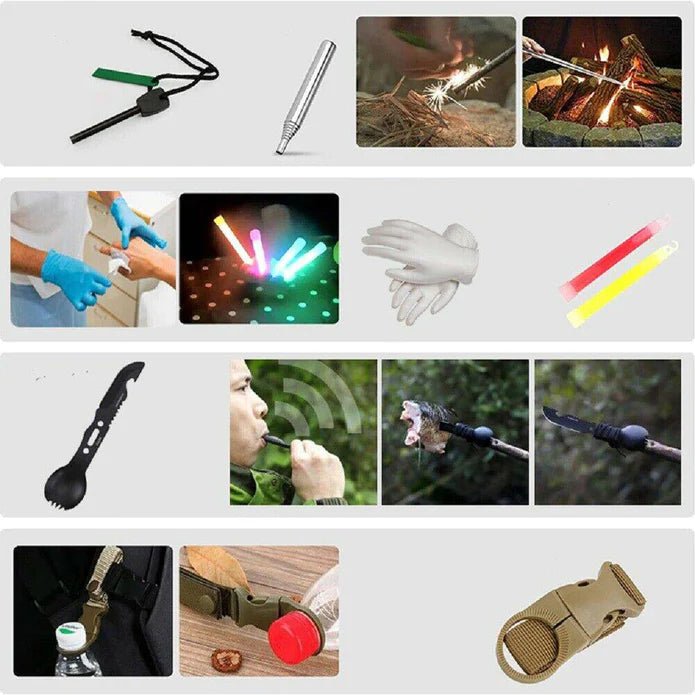 Emergency Survival Equipment Kit Sports Tactical Hiking Camping - Office Catch