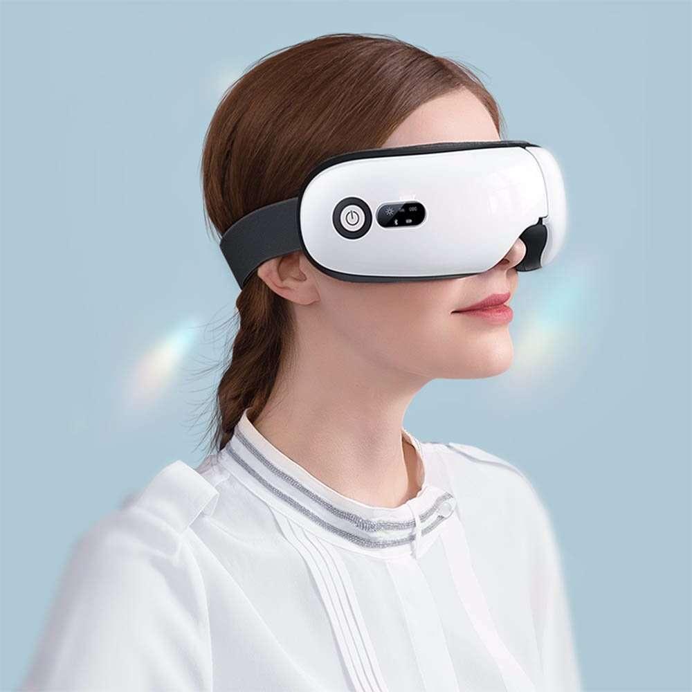 Eye Massager Heated Therapy Pressure Smart USB Charge Air Compression Massage - White - Office Catch