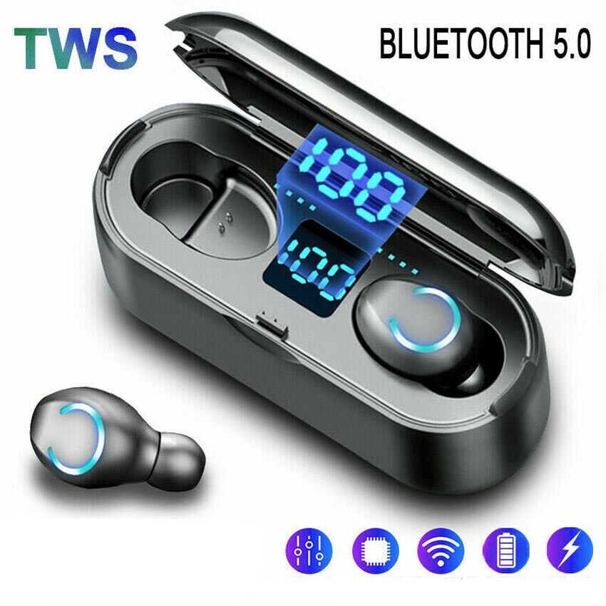 F9-8 Wireless Bluetooth 5.0 Headset TWS Earbuds LED Display Earphones Headphone - Office Catch