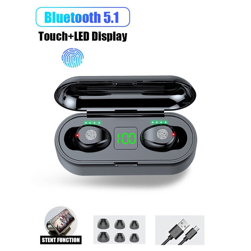 F9-8 Wireless Bluetooth 5.0 Headset TWS Earbuds LED Display Earphones Headphone - Office Catch