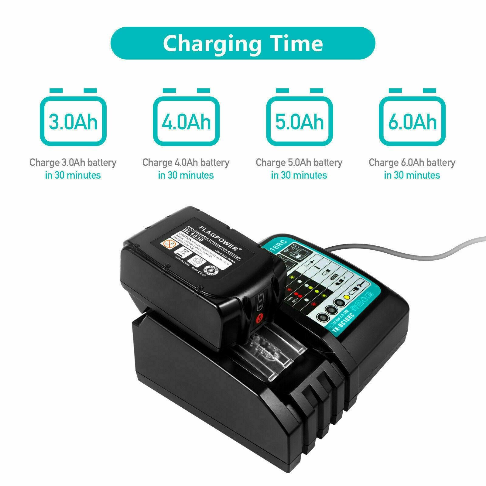 For Makita BL1830 BL1840 BL1850 DC18RC Rapid Fast Lithium-Ion Battery Charger AU - Office Catch