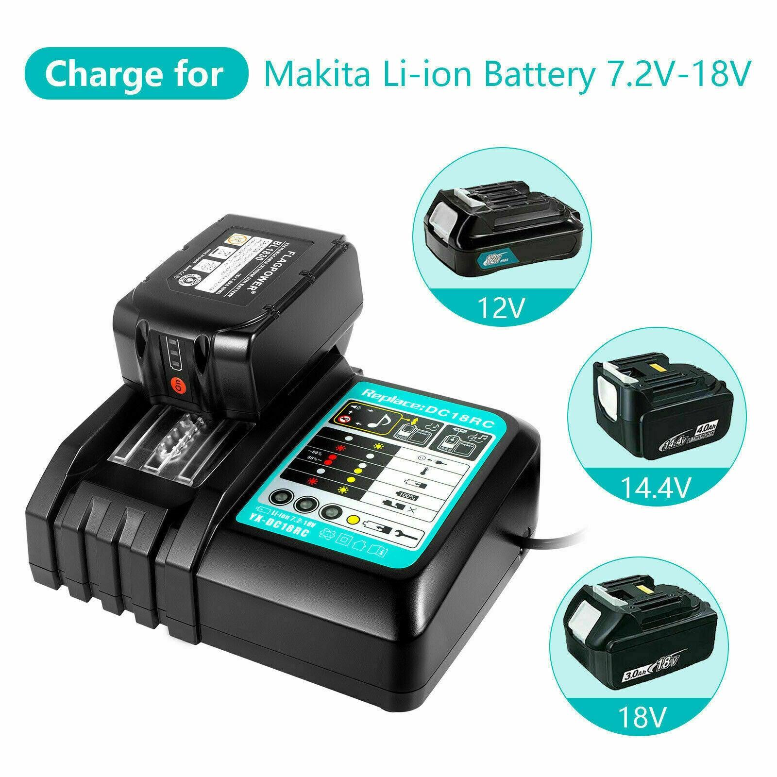 For Makita BL1830 BL1840 BL1850 DC18RC Rapid Fast Lithium-Ion Battery Charger AU - Office Catch