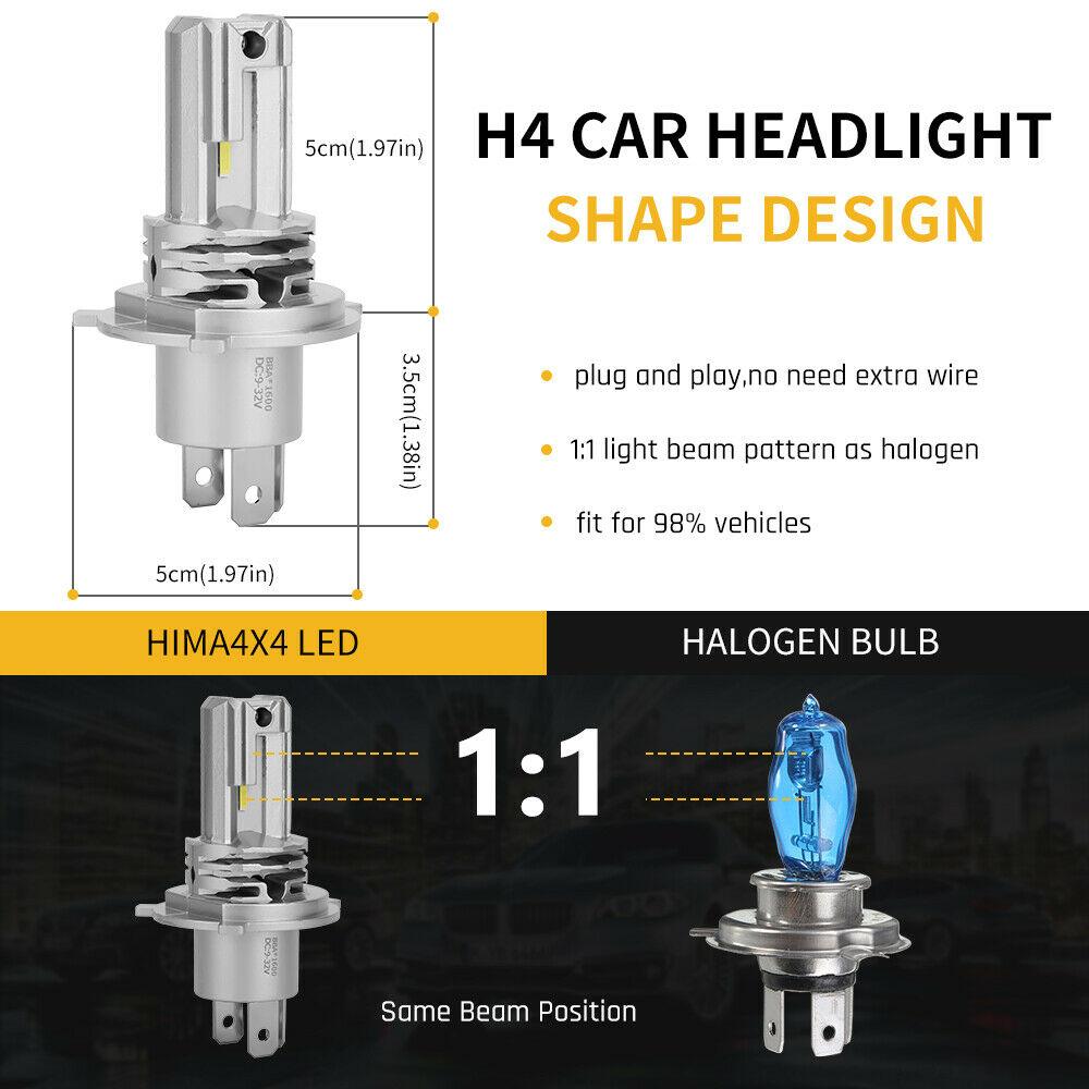 H4 Headlight Globes 2 Pack 1600LM LED Bulbs Conversion Kit High Low Beam - Office Catch