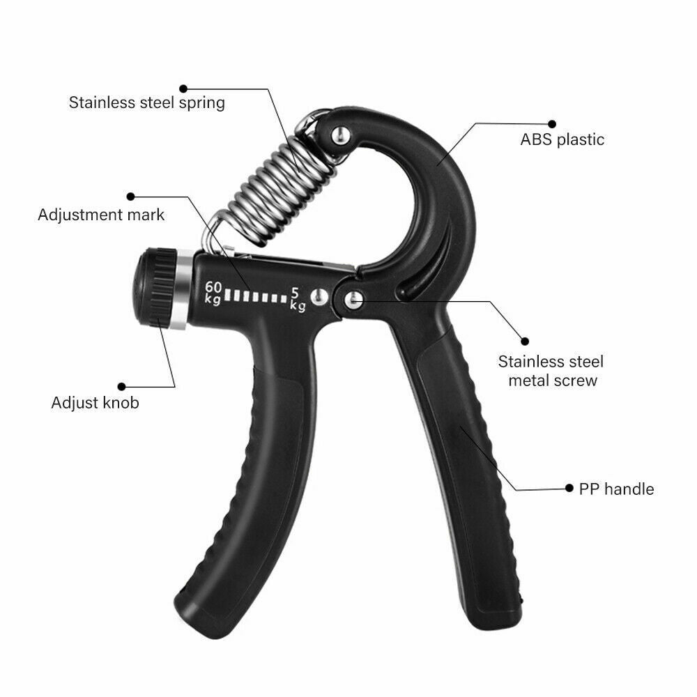 Hand Grip Strength Power Trainer Gripper Strengthener Adjustable Gym Exerciser 5-60Kg - Office Catch