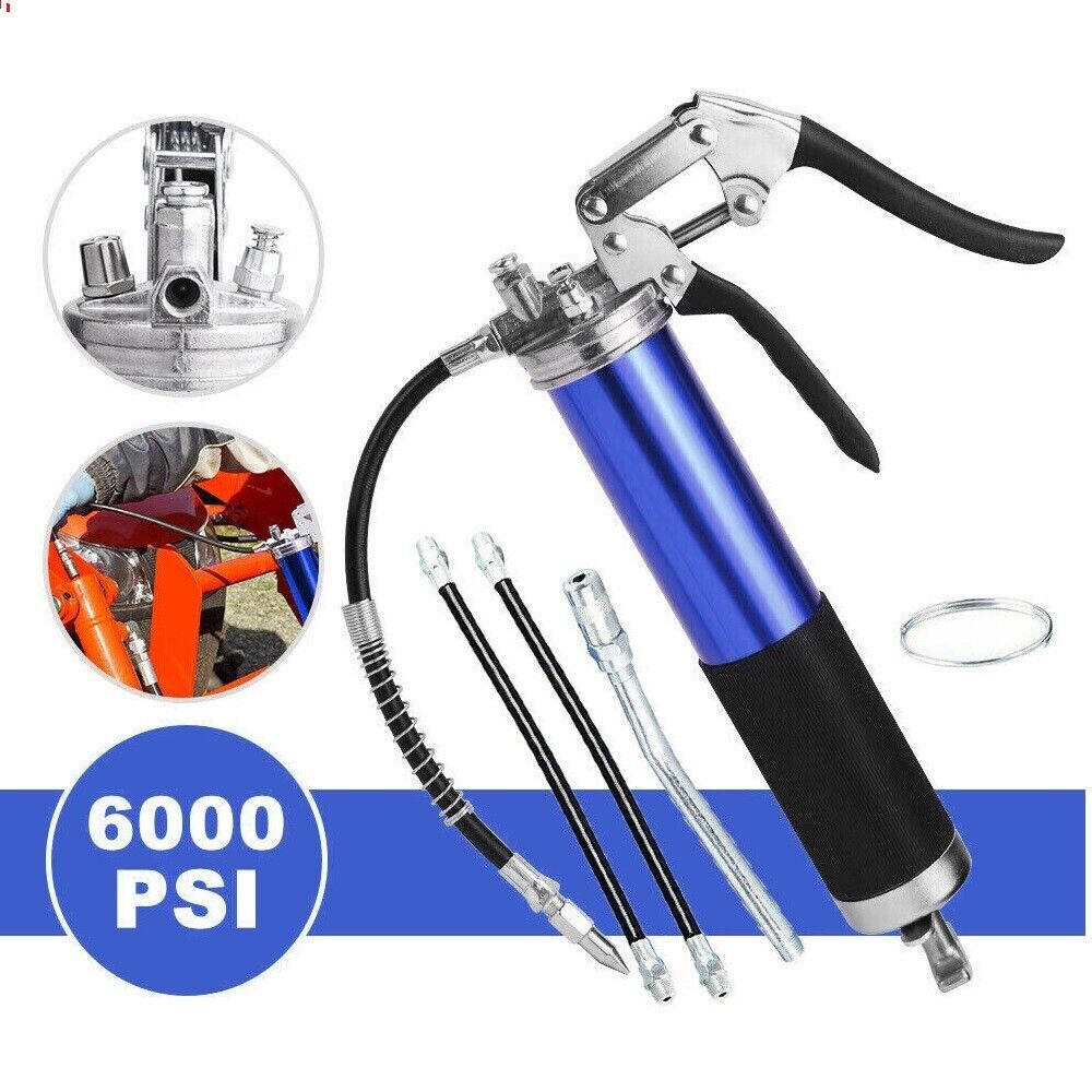 Heavy Duty Grease Gun Hand Pressure Pistol Grip 6000PSI Dual Flow with Flex Hose - Office Catch