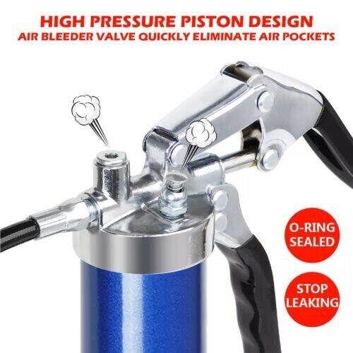 Heavy Duty Grease Gun Hand Pressure Pistol Grip 6000PSI Dual Flow with Flex Hose - Office Catch