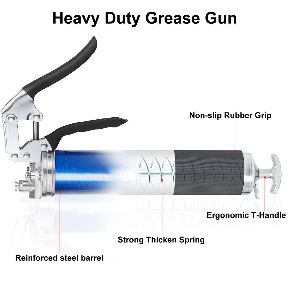 Heavy Duty Grease Gun Hand Pressure Pistol Grip 6000PSI Dual Flow with Flex Hose - Office Catch