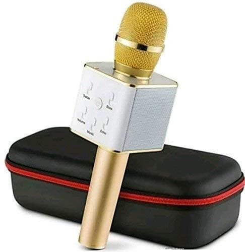 Karaoke Microphone Q9 Wireless Bluetooth Speaker Handheld Mic USB Player | Gold - Office Catch