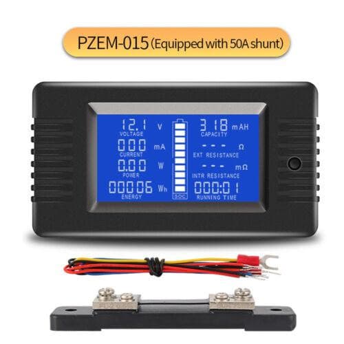 LCD Display DC Battery Monitor Meter 200V Voltmeter Amp For RV System 50A - Office Catch