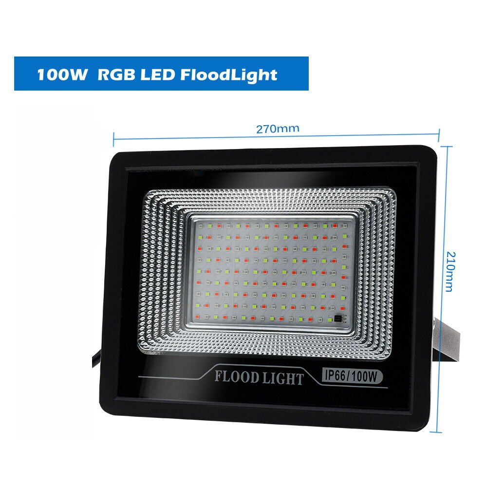 LED Flood Light 100W RGB Floodlight Color Changing Spotlight AU Plug outdoor - Office Catch