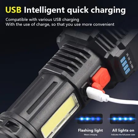 Long Range Light Super Bright Flashlight USB Rechargeable for Outdoor Waterproof - Office Catch