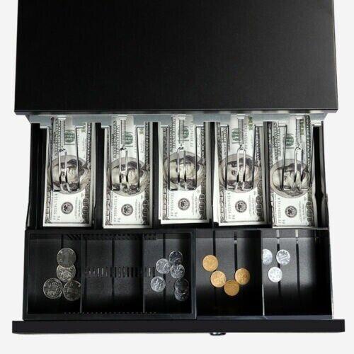 Manual/Electronic Heavy Duty Cash Drawer Cash Register POS 5 Bills 5 Coins Tray - Office Catch